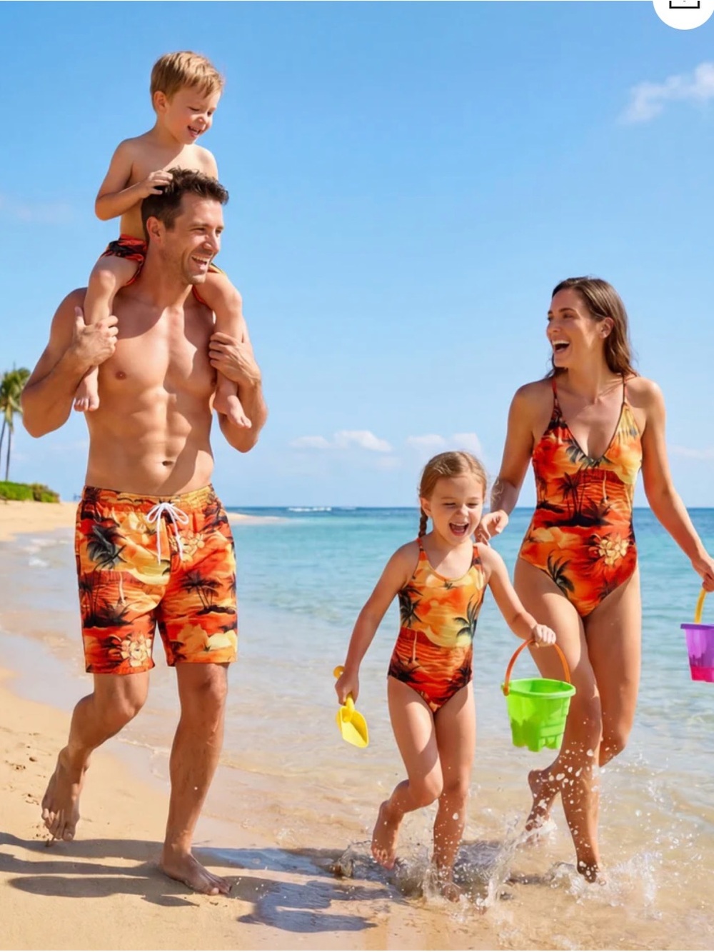 PatPat Tropical Hawaiian Men’s Family Matching Swim Trunks Medium